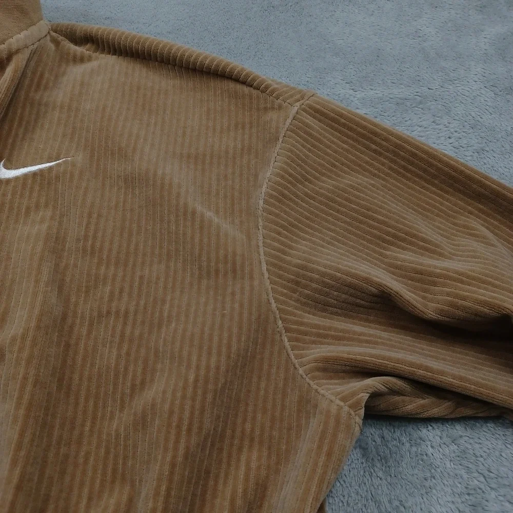 Nike Sweater Womens Medium Brown Oversized 1/2 Zip Pullover Velvet Preppy